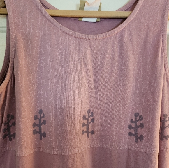 Blue Cactus Print Maxi Dress Cotton Artsy  Lilac Lagnelook Size Large Sleeveless - Picture 2 of 8